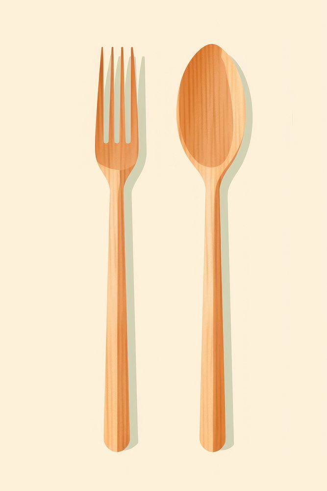 Wood cutlery spoon fork arrangement. AI generated Image by rawpixel.