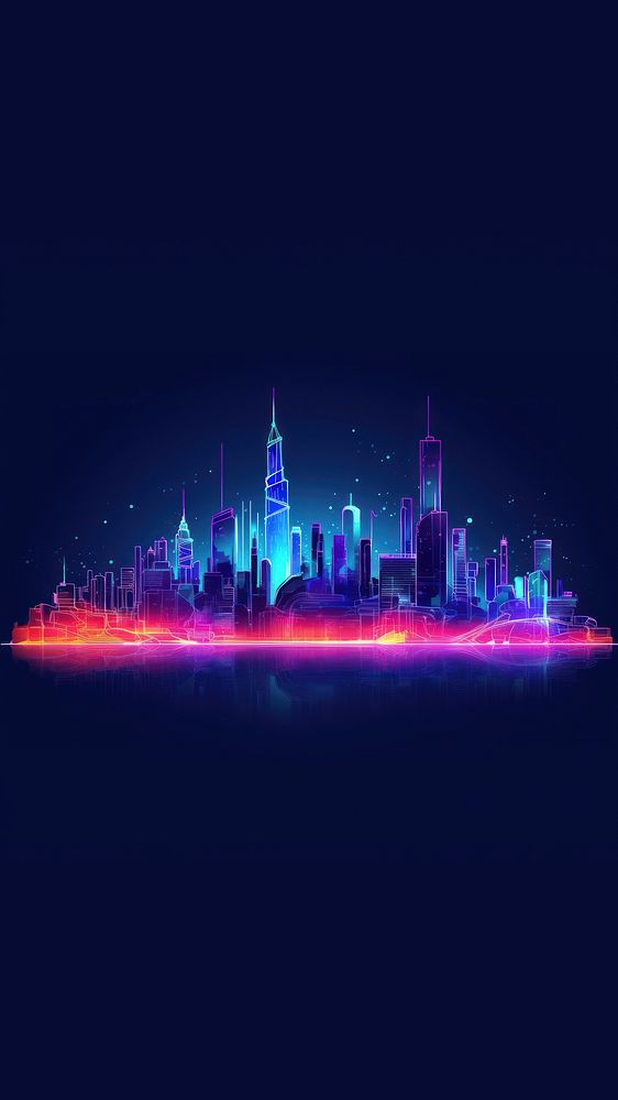 City neon architecture metropolis. AI generated Image by rawpixel.