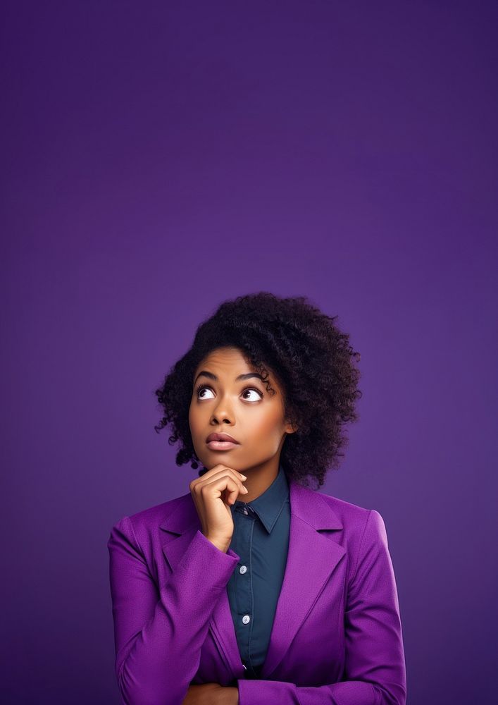 Young woman purple portrait jacket. AI generated Image by rawpixel.