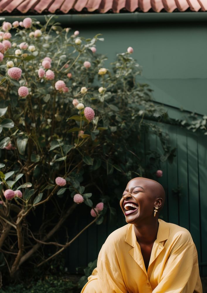 Happy black woman smiling. 