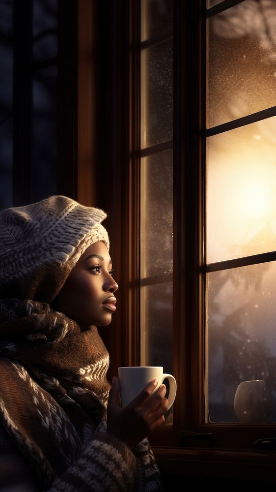 Woman looking out the window. AI generated Image by rawpixel.