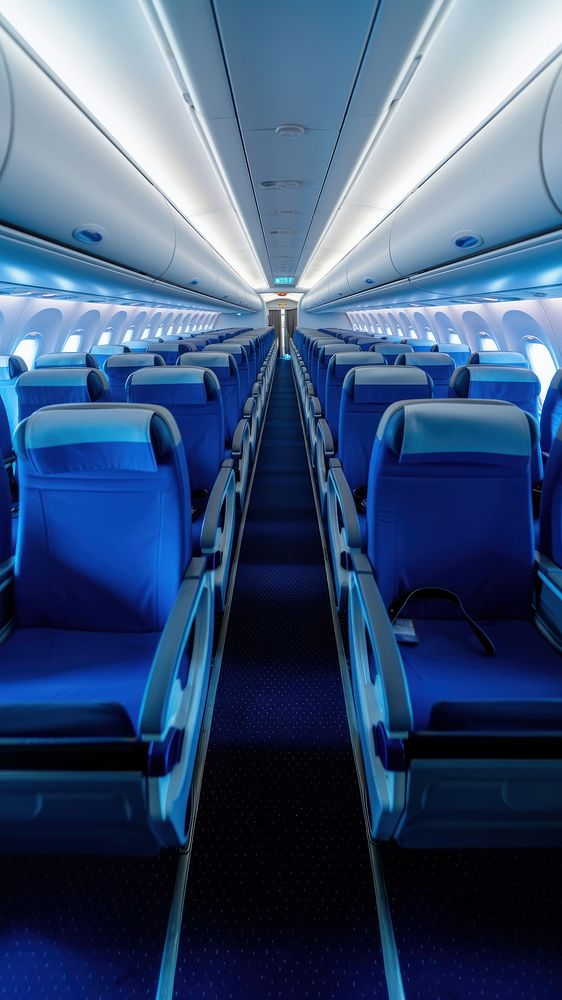 Airliner aircraft aisle. AI generated Image by rawpixel.