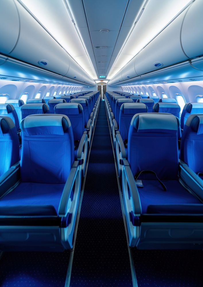Airliner aircraft aisle. AI generated Image by rawpixel.