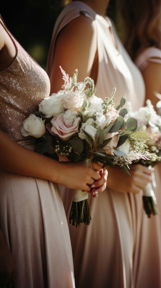 Bridesmaid wedding holding flower. AI generated Image by rawpixel.