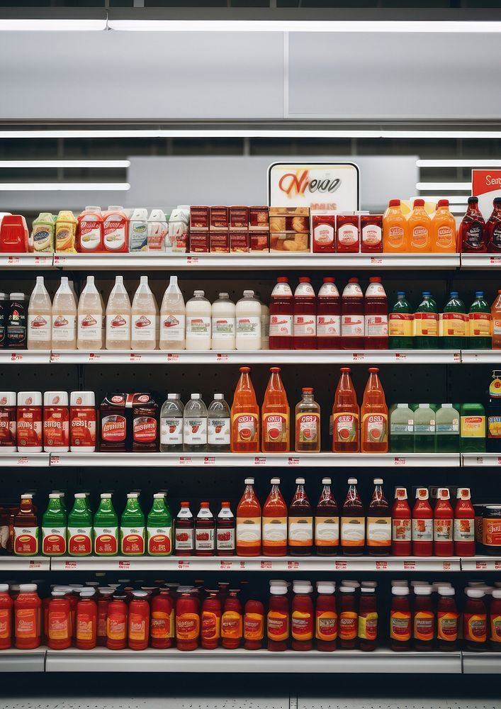 Supermarket shelf food refrigerator. AI generated Image by rawpixel.