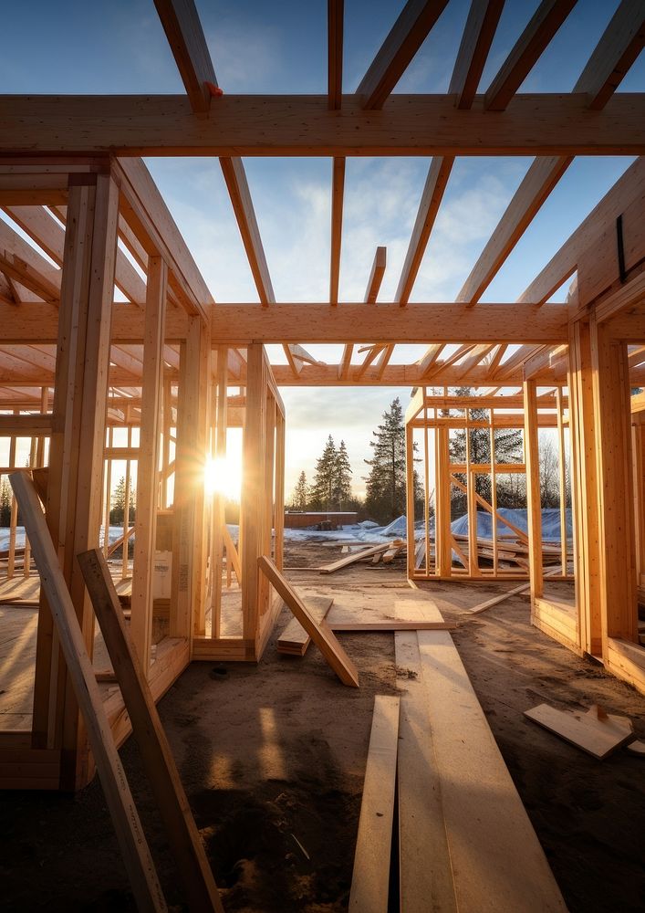 Wood construction lumber house. AI Free Photo rawpixel