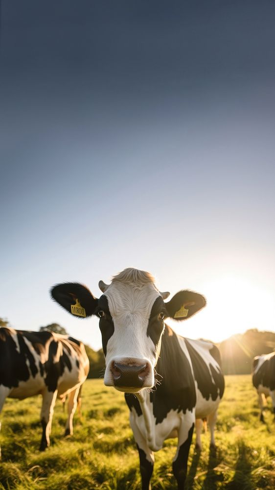 Field cow livestock grassland. AI generated Image by rawpixel.