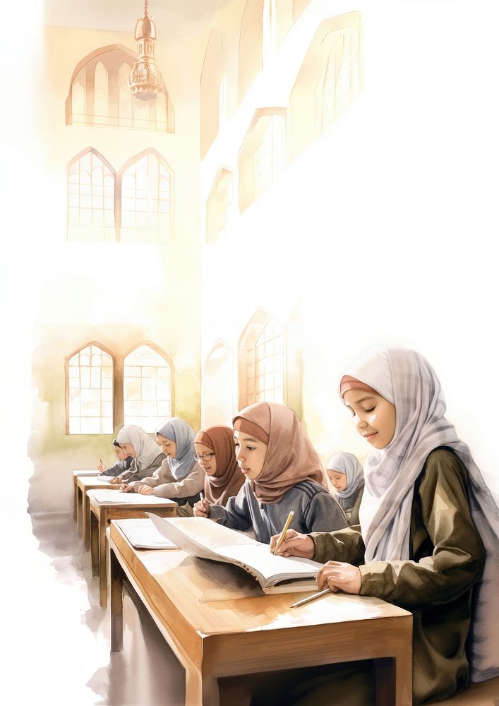 Muslim students in classroom. AI generated Image by rawpixel.