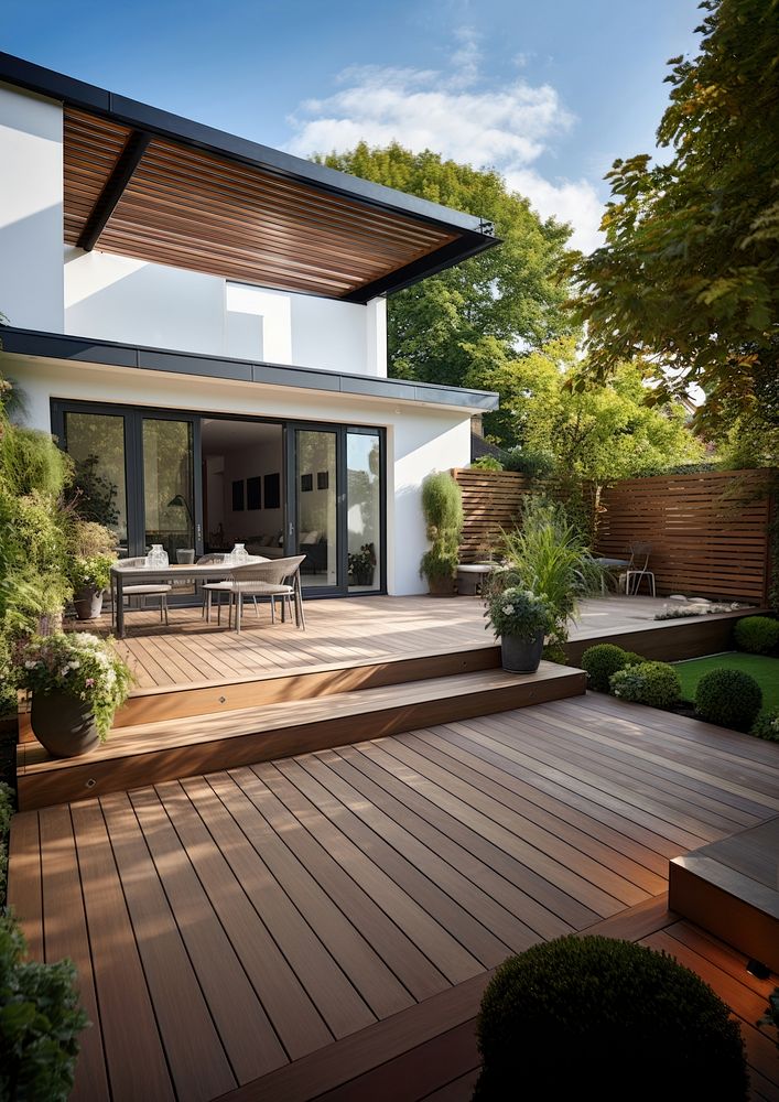 Patio deck wood architecture. AI generated Image by rawpixel.