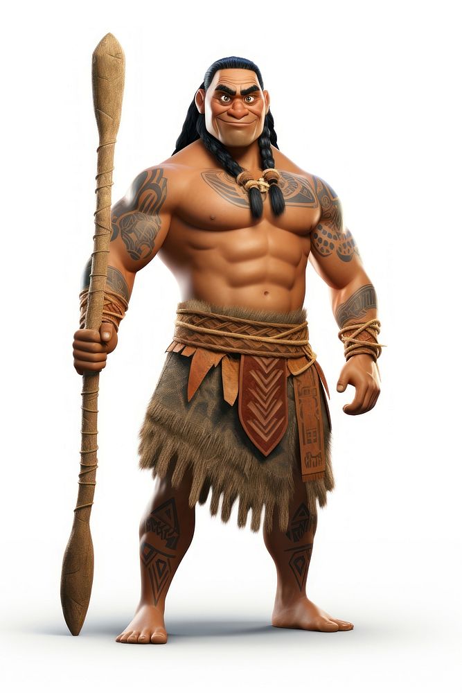 Maori people cartoon white background bodybuilding. AI generated Image by rawpixel.