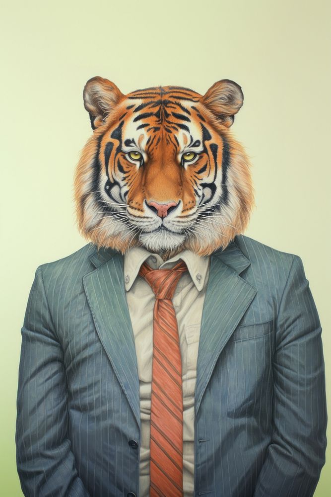 Tiger businessman animal mammal adult. AI generated Image by rawpixel.