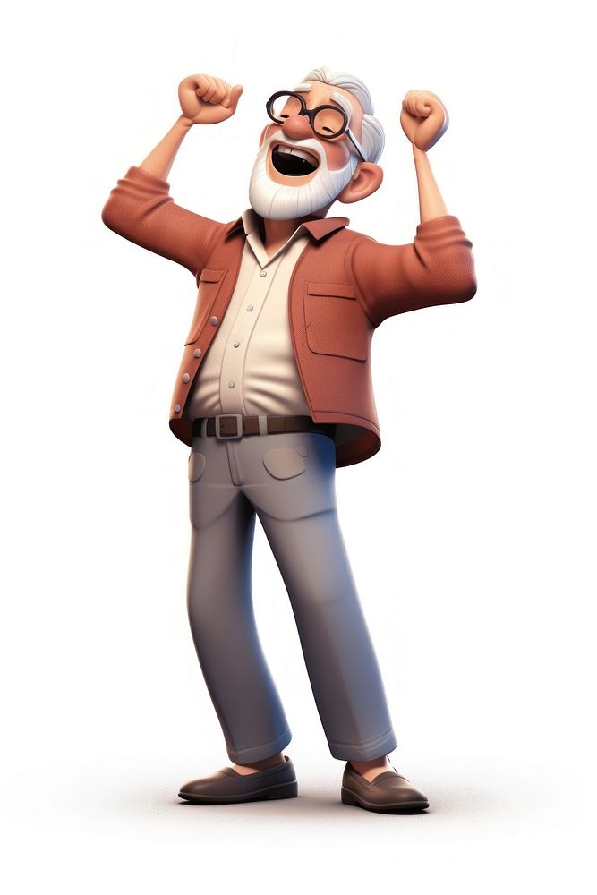 Oldman singing cartoon adult white background. AI generated Image by rawpixel.