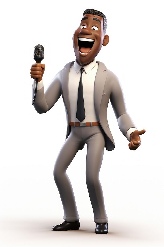 Business black man singing cartoon adult white background. AI generated Image by rawpixel.