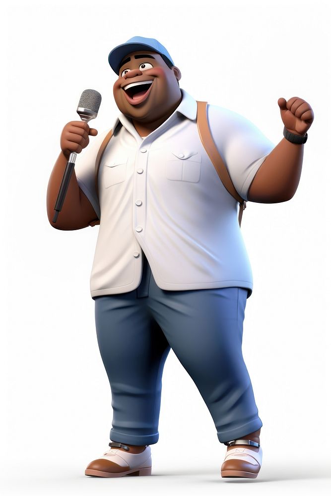 Black man singing cartoon adult white background. AI generated Image by rawpixel.