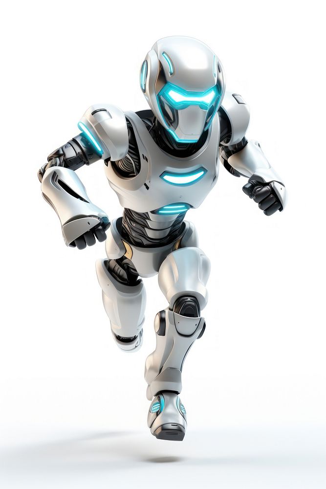Robot white background futuristic protection. AI generated Image by rawpixel.