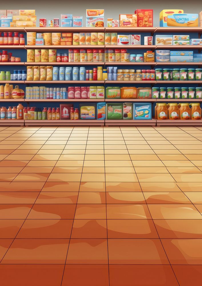 3d illustration of supermarket shelves. AI generated Image by rawpixel. 