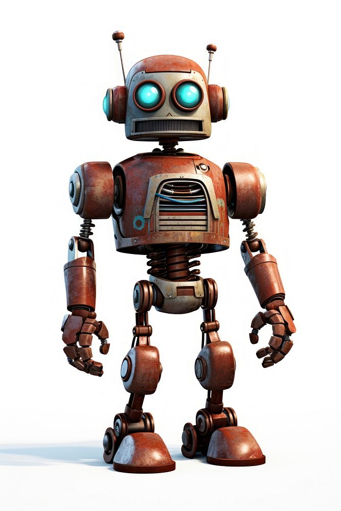 Robot cartoon white background technology. AI generated Image by rawpixel.