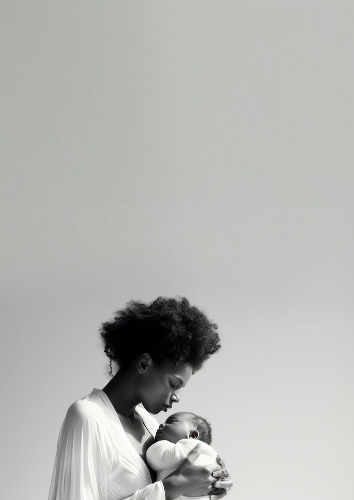 close up photo of a black mother holding her Baby. AI generated Image by rawpixel. 