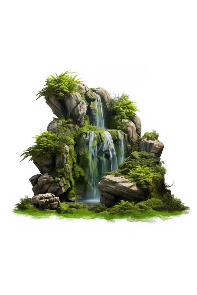 Waterfall green outdoors nature. AI generated Image by rawpixel.