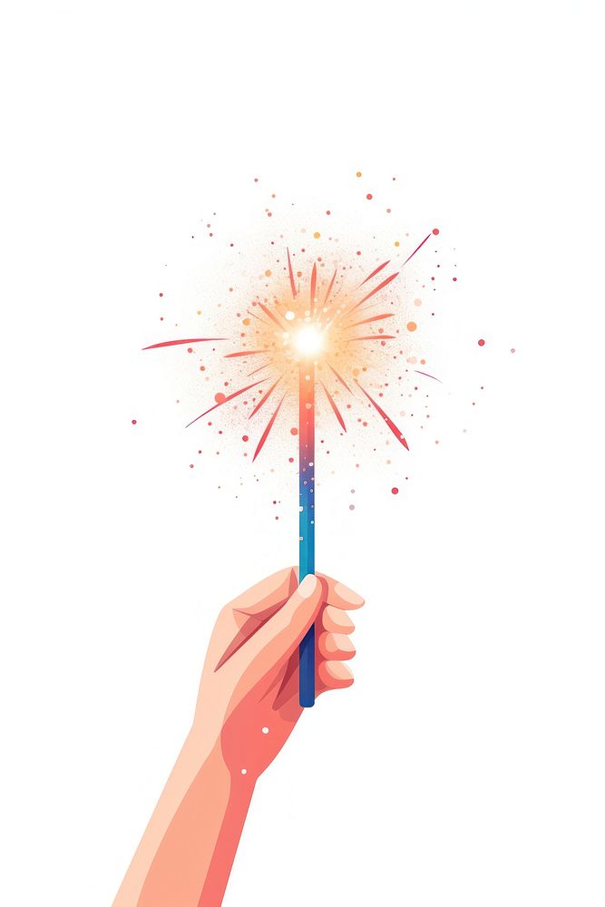 Hand holding a sparkler fireworks sparks white background. AI generated Image by rawpixel.