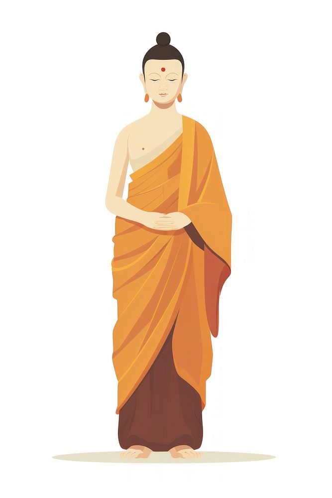 Adult human monk white background. 