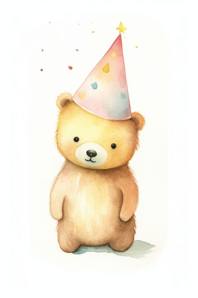 Cute bear wearing a party hat toy representation celebration. AI generated Image by rawpixel.