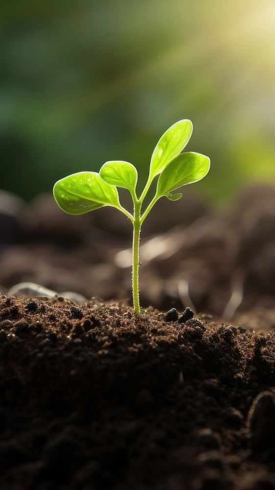 1 seedling in the ground background. AI generated Image by rawpixel.