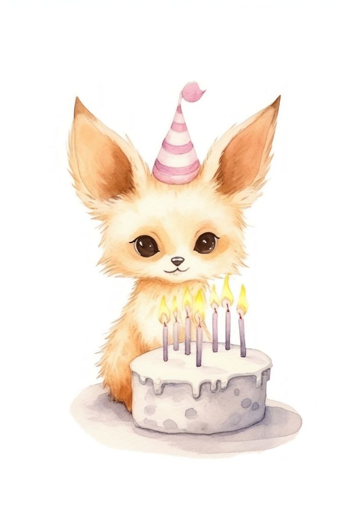 Fennec Fox animal cake birthday. AI generated Image by rawpixel.