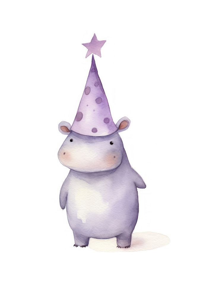 Hippo dancing cartoon animal hat. AI generated Image by rawpixel.