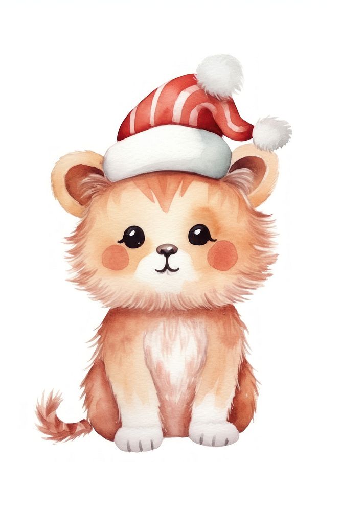 Lion christmas cartoon cute. AI generated Image by rawpixel.