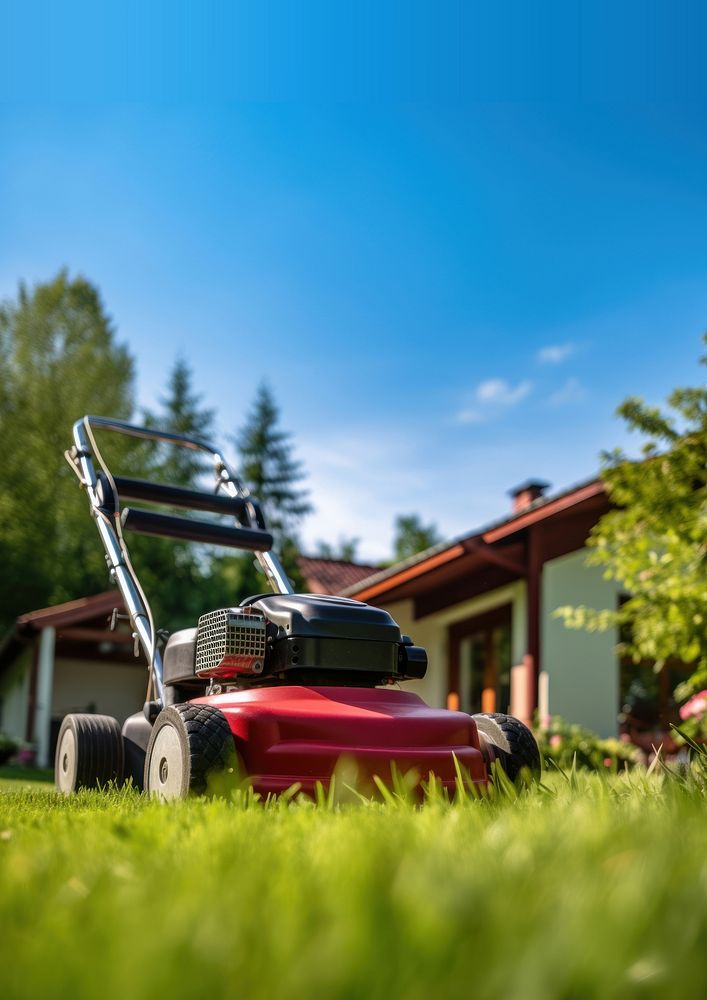 Photo an Tending to Lawn. AI generated Image by rawpixel.
