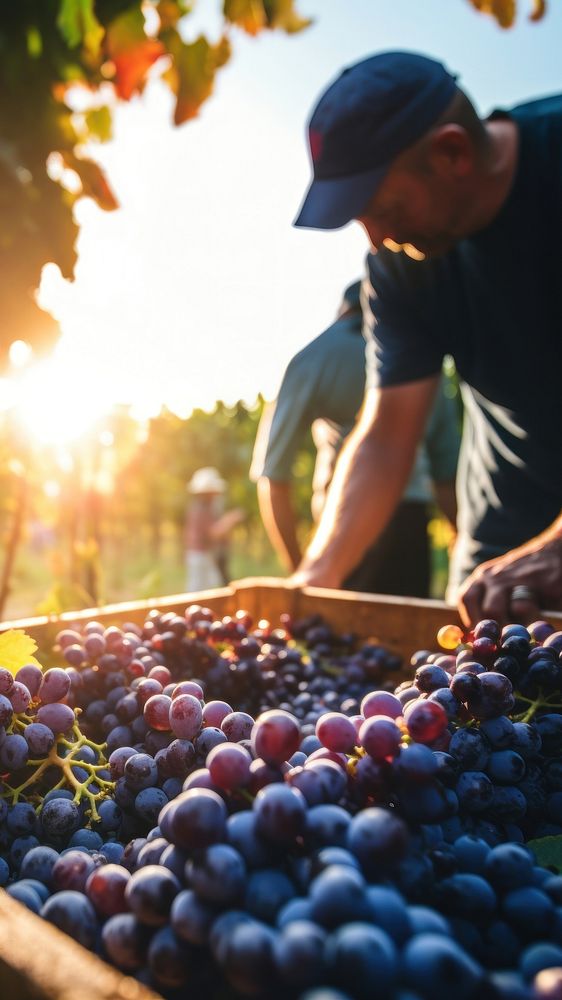 Harvesting Grapes with Italian Farmers. AI generated Image by rawpixel.