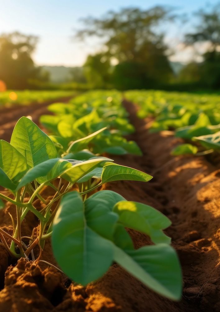 local African farmers nurture and cultivate vibrant sweet potato crops. 