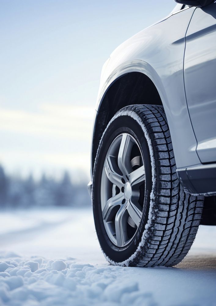 photo of Winter tire. Car on snow road. AI generated Image by rawpixel. 