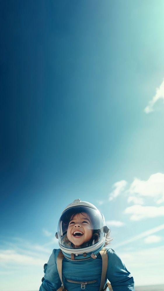 photo of smiling girl child dressed as astronaut. AI generated Image by rawpixel. 