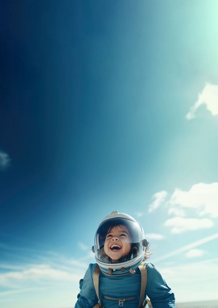 photo of smiling girl child dressed as astronaut. AI generated Image by rawpixel. 