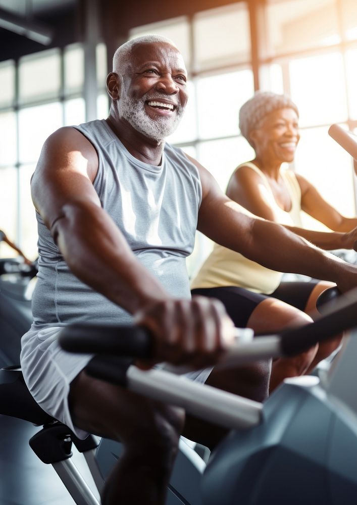 photo of happy senior african people working out inthe gym. AI generated Image by rawpixel. 