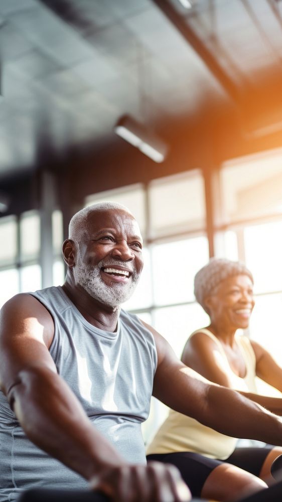 photo of happy senior african people working out inthe gym. AI generated Image by rawpixel. 