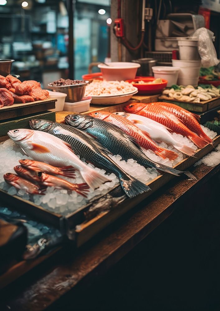 photo of Japanese fish market.  