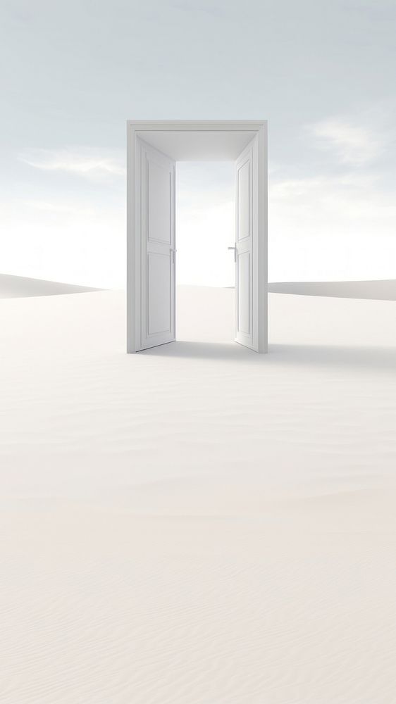 3d illustration of door leading to nowhere, isolated on white background. AI generated Image by rawpixel. 