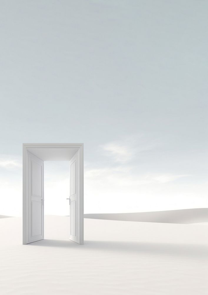 3d illustration of door leading to nowhere, isolated on white background.  