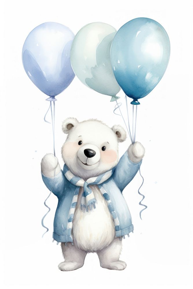 Polar Bear balloon party bear. AI generated Image by rawpixel.
