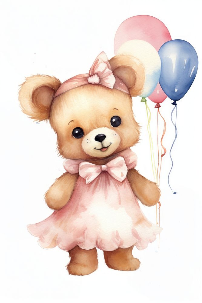 Bear balloon party cute. AI generated Image by rawpixel.