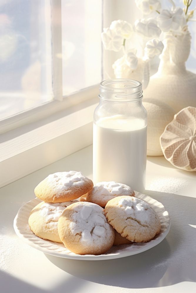 Delicious cookies arrangement table plate food. 