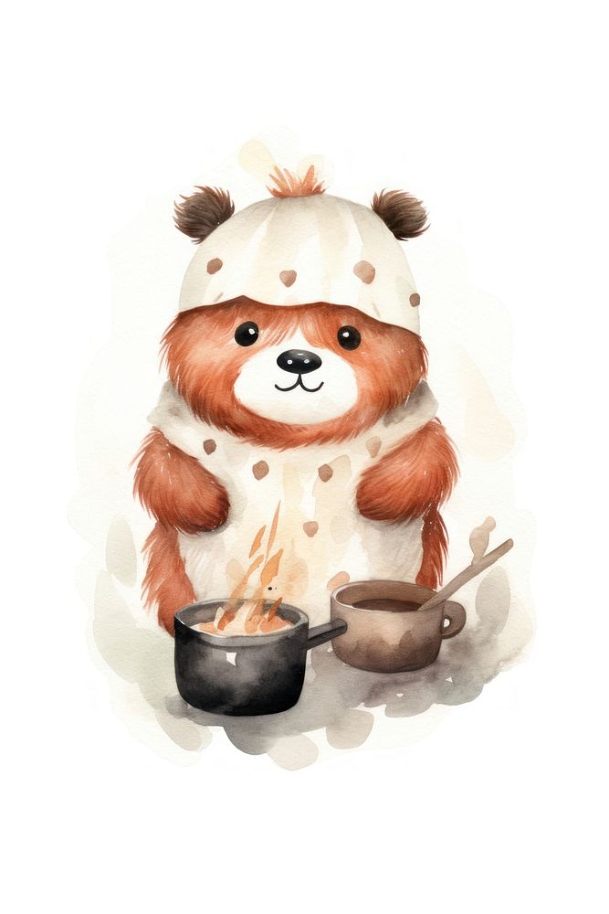 Giant panda cooking cartoon cute food. 