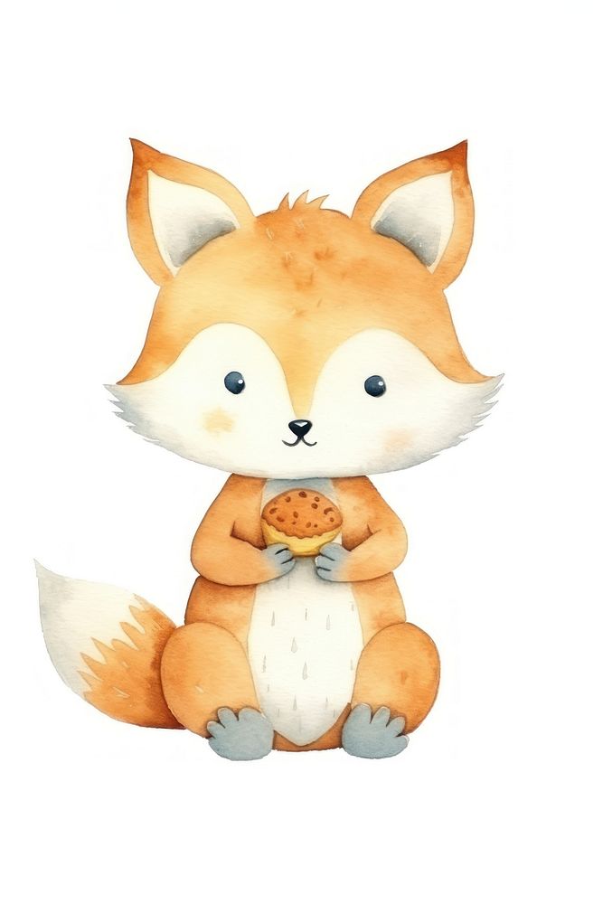 Fox eating cartoon animal nature. AI generated Image by rawpixel.