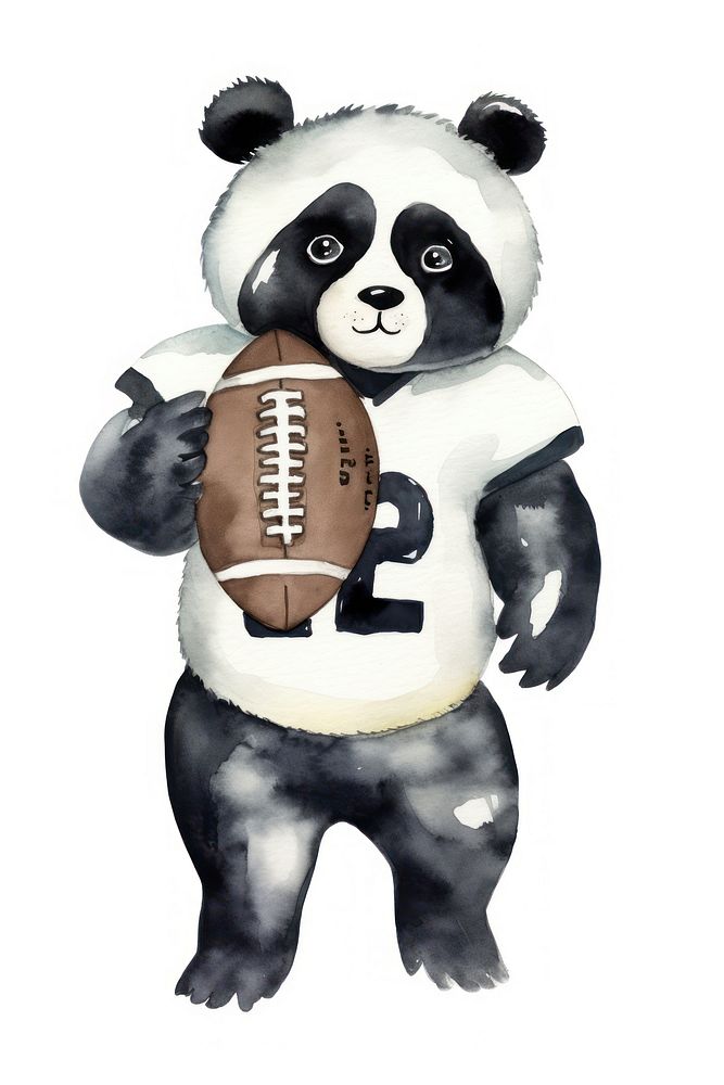 Panda playing american football cartoon mammal sports. 