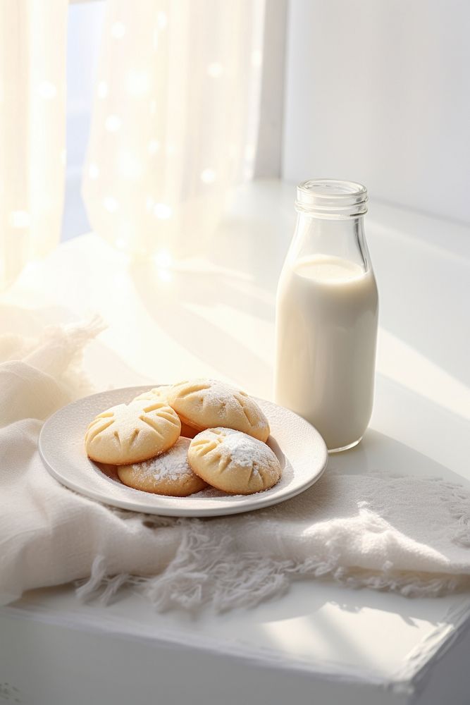 Snow sugar powder butter cookies milk dairy table. AI generated Image by rawpixel.