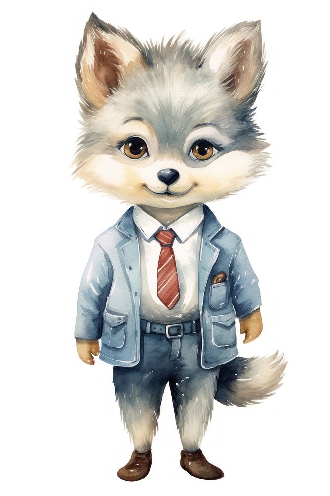 Cute business wolf animal mammal pet. AI generated Image by rawpixel.