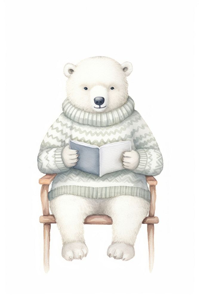 Polar bear furniture mammal white. AI generated Image by rawpixel.